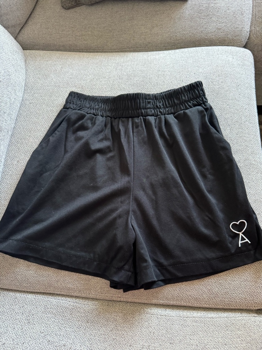 Ami Black Athletic Lounge Shorts with Heart 'A' Logo